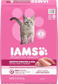 IAMS Proactive Health Sensitive Digestion & Skin Dry Cat Food, Adult Cat Food Dry Recipe with Real Turkey, 13 lb. Bag