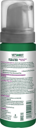 Vet's Best Natural Waterless Flea & Tick Bath for Cats – Natural No-Rinse Dry Shampoo with Plant-Based Ingredients – Flea and Tick Prevention and Control with Certified Essential Oils – 5 oz Bottle