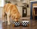 Ceramic Checkered Dog Bowls for Medium Dogs