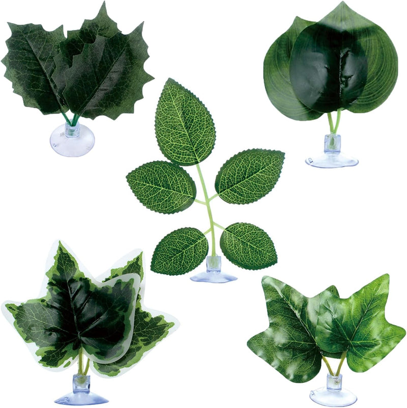 BNOSDM Fake Terrarium Plants for Reptiles, 3-5in, Green, 5PCS