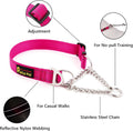 Plutus Pet Martingale Dog Collar with Stainless Steel Chain, Hot Pink, S