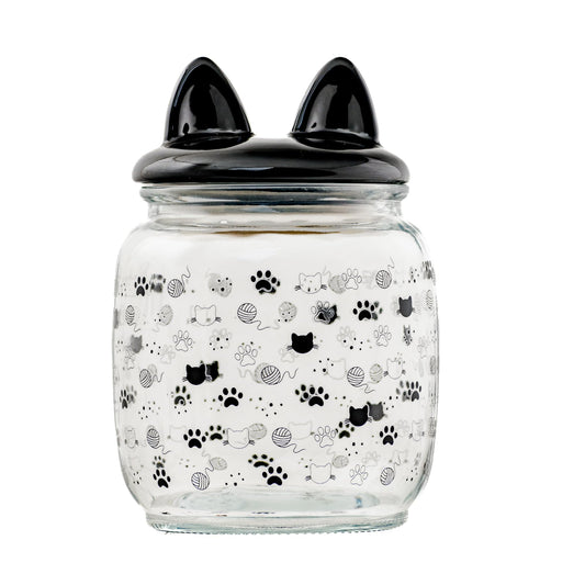 10 Strawberry Street Cat Ears Pet Treat Canister, Black