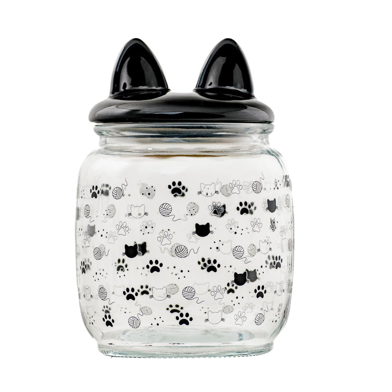 10 Strawberry Street Cat Ears Pet Treat Canister, Black