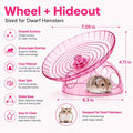 Silent Small Hamster Wheel with Hideout, 7.09 in Saucer for Dwarf Hamsters