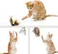 Cat Insect Feather Toys Replacement Cat Toy Wand Refills, 6 Pieces Natural Insect Cat Toy Feathers Refill, Interactive C