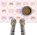 HOMETITUTE Cat Feeding Mat Pink Heart Kitten Bowl Placemat 20 x 12 Inch