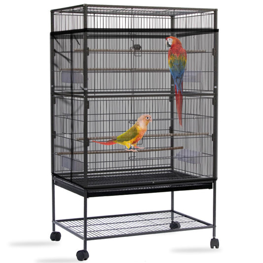 Daoeny Bird Cage Seed Catcher, Large Bird Cage Cover, Adjustable Soft Airy Nylon Mesh Net, Birdcage Cover Skirt Seed Guard for Parrot Parakeet Macaw African Round Square Cages (Black)