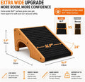 Wooden Dog Ramp for Stairs, Extra Wide 16.9" Pet Ramp with Arch Support Design and Anti-Slip Carpet Surface, Low Angle R