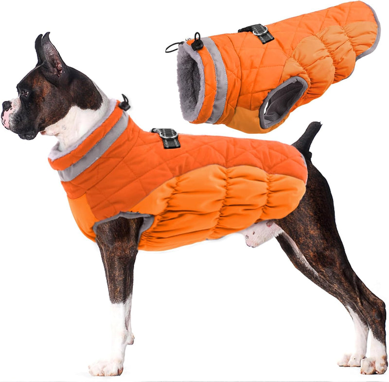 Lelepet Dog Coat Warm Dog Winter Coat Waterproof Dogs Jacket with Harness