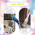 2-in-1 Bird Cage Cleaning Brush & Poop Remover with Long Handle – Scraper, Curved Brush for Parrot Cages, Kennels, and P