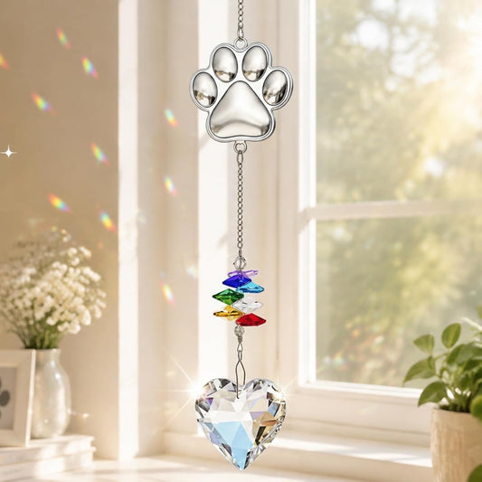 Pet Memorial Gifts for Dogs Cat: Loss of Dog Sympathy Gift- Rainbow Bridge Heart Shape Crystal Suncatcher, Pet Remembrance Ornament in Memory of Puppy, Thoughtful Passing Away Sympathy Keepsake