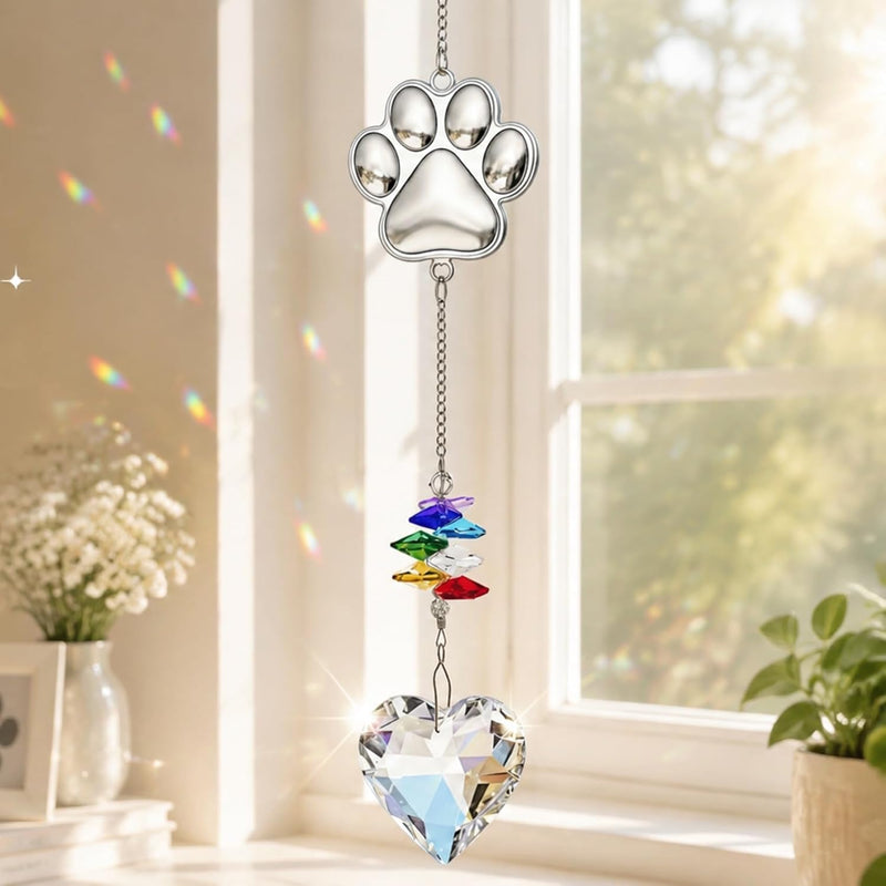 Pet Memorial Gifts for Dogs Cat: Loss of Dog Sympathy Gift- Rainbow Bridge Heart Shape Crystal Suncatcher, Pet Remembrance Ornament in Memory of Puppy, Thoughtful Passing Away Sympathy Keepsake