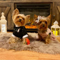 Dog Shirt Puppy Clothes, Pet Wedding Suit Formal Tuxedo with Black Bow Tie, Pet Outfit for Small Medium Dogs Cats, Pet Weding Attire Dress Up Cosplay Prince Costume Gentleman Apparel (Black, Small)