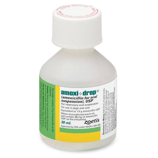 Amoxi-Drop (amoxicillin for Oral Suspension) for Dogs & Cats, 50 mg, 30 mL, 1 Bottle