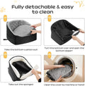 KANGREST Dog Car Seat for Small Dogs Up to 30 Lbs, Pet Travel Safety Bed for Puppy Cat, Fits in Front/Back Seat, Anti Slip Base, Fully Detachable Washable with 2 Safety Tether(Grey-Black)