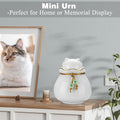 SOITIS Pet Memorial Urn for Cat or Dog Ashes - 3.54"x3.15" Elegant Ceramic Keepsake Holder with Pet-Shaped Lid & Gold Tr