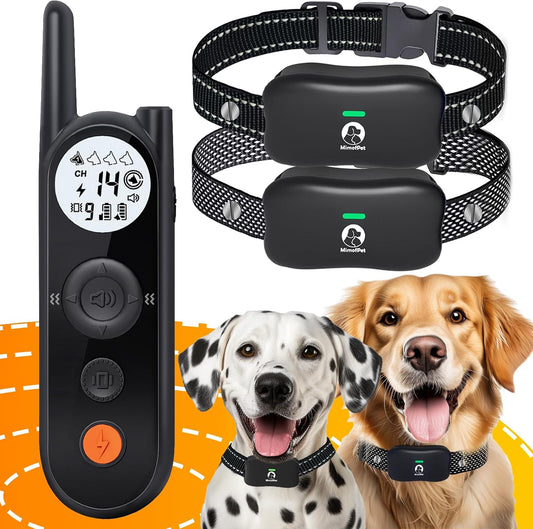 MIMOFPET Wireless Dog Fence for 2 Dogs - Covers up to 856-Acre Electric Fence,185 Days Standby Time Training Collar,Pet 