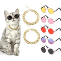 Weewooday 7 Pcs Dog Sunglasses Cats Sunglasses with 2 Gold Chain Retro Round Metal Glasses Funny Cute Cosplay Costume for Small Pet(Vivid Colors,Lovely Style)