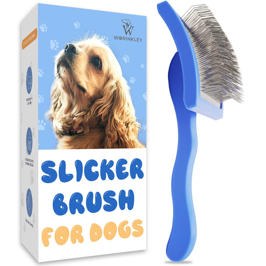 Worinkley Slicker Brush for Dogs, Professional Pet Doodle Grooming brushes for Goldendoodles, Labradoodles, Poodles - Long Pin Detangler for Dematting dog slicker brush - Large