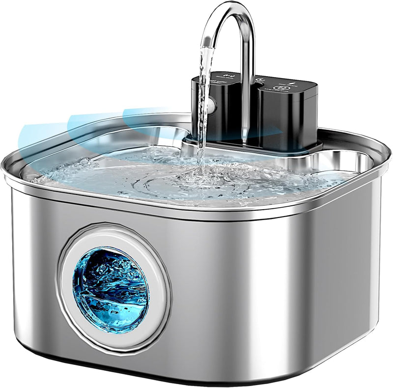 Lawfery 3.2L/108oz Wireless Stainless Steel Cat Water Fountain