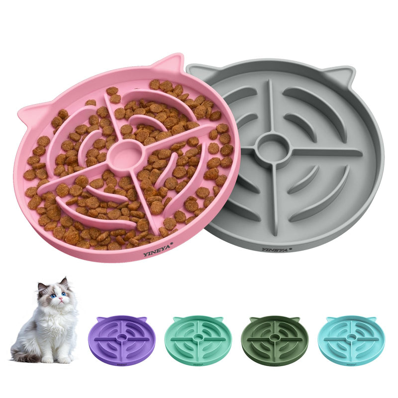 YINEYA 2 Pcs Silicone Slow Feeder Cat Bowl, Cat Slow Feeder for Food Training, Interactive Puzzle Bowls for Puppy, Kitten Dishes to Prevent Overeating, Treat Toys Suitable for Dry and Wet Food