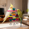Hypeety Wooden Blocks Bird Chew Toys Natural Hanging Chewing Toy with Bells
