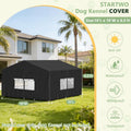 STARTWO Outdoor Dog Kennel Cover, 600D Heavy Duty Full Coverage for 10'Dx10'Wx6.5'H Dog Cages, with Transparent Window, 