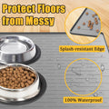 51.2"x25.6"(130cm×65cm) Largest Dog Food Mat, XXXXL Silicone Dog and Cat Mat for Food and Water Bowls, Thinken Waterproof Non-Slip XXXL Pet Feeding Mat for Floors, Light Gray