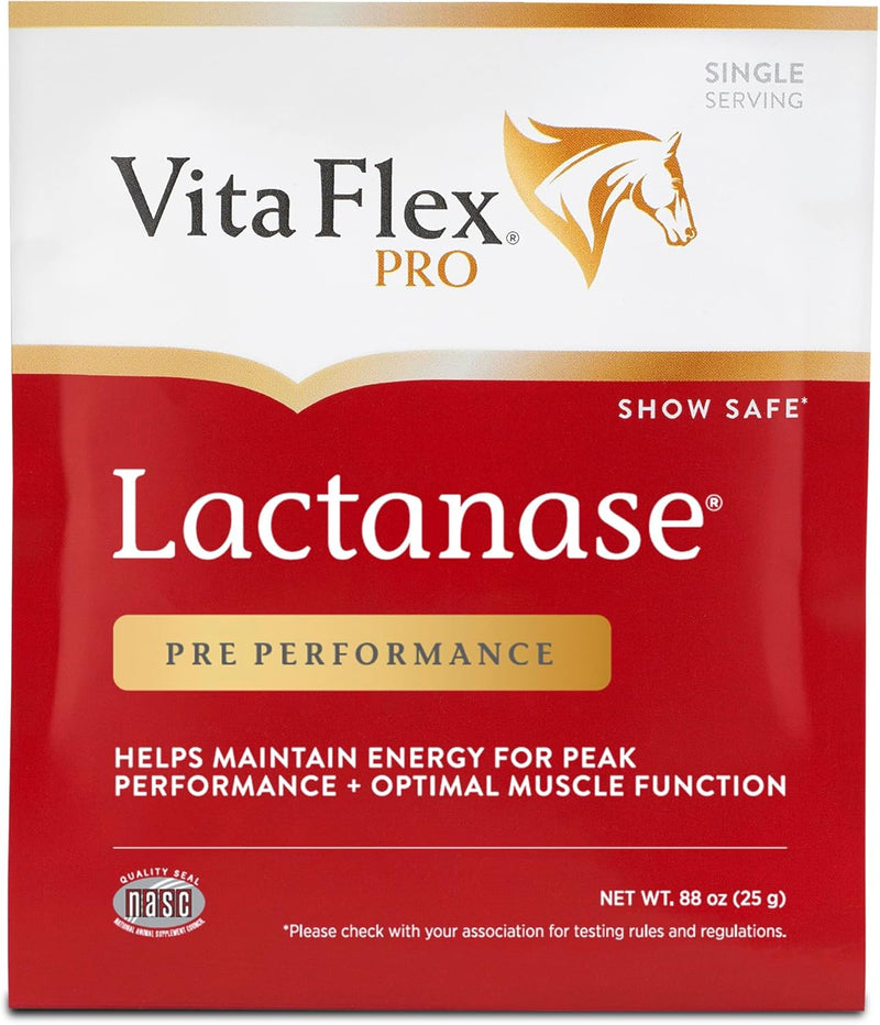 Vita Flex Pro Lactanase Pre Performance Horse Supplements, 25 g Packets, Show Safe Horse Muscle Supplement, for Energy, 