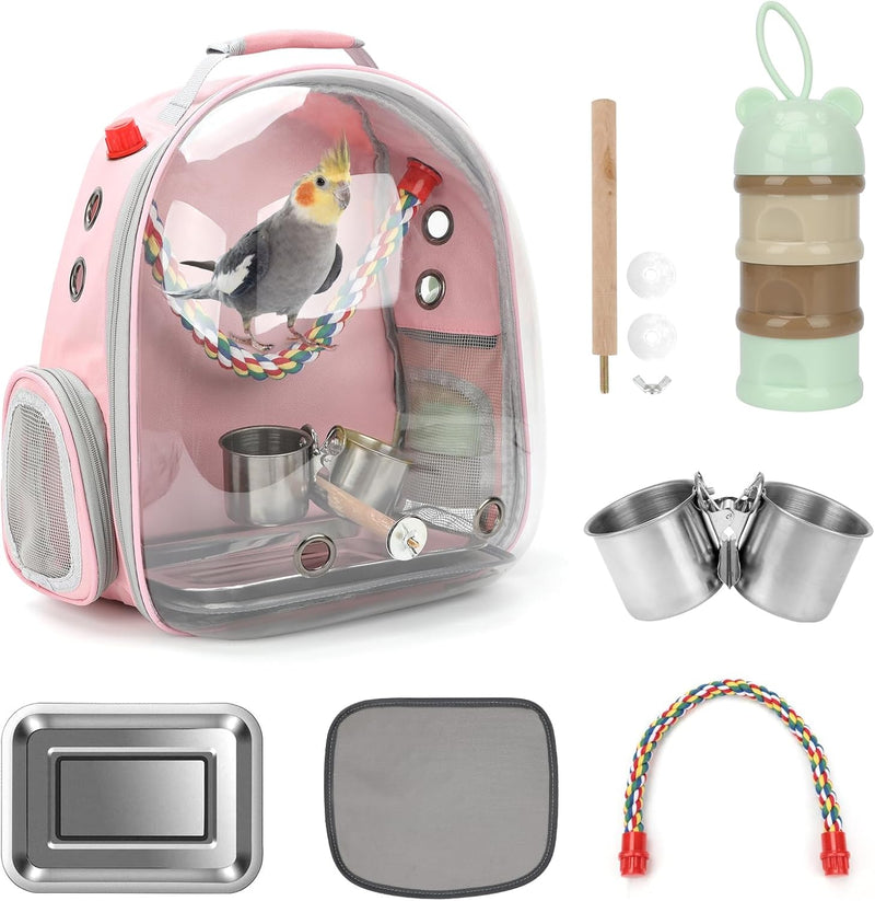 Rypet Bird Backpack Carrier, Bird Travel Cage for Parrots with Tray