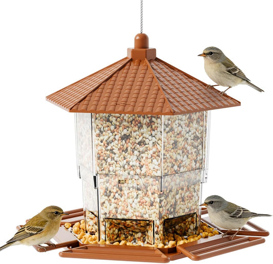 Yieach Hanging Bird Feeder for Outdoors,Large Hopper Squirrel Proof Birdfeeder for Cedar,Red,Cardinal,Blue Jay and Wild 