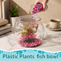 1 Gallon Plastic Fish Bowl,Red,Red Aquatic Plant