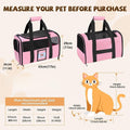 Soft Cat Carrier for Pets Up to 15 lbs, TSA Approved for Airline in-Cabin, Cat Travel Bag with Detachable Cat Food Bowl, Pet Carriers for Small Dogs, Waterproof Travel Puppy Carry, Pink