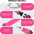 Yunleparks Martingale Dog Collar with Quick Release Buckle Steel Chain No Pull Training Reflective Collar for Medium Large Dogs(Pink, Medium)