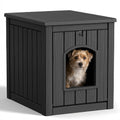 DRATO Outdoor Indoor Dog House,Resin Material Ventilate Waterproof Added to The Bottom,Multi-Functional Pet House for Small to Medium Dog(Black, Medium)