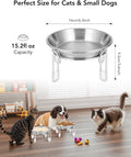 Elevated cat Bowl, 6.3" Wide Raised Stainless Steel Cat Food and Water Dishes, Small Dog Bowl, Whisker Friendly, Anti-Vomiting, Neck Stress-Free, Non-Slip Stainless Steel Stand with 4 Legs- 3Pack