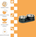 DBL1000A Marbre Small/Medium Modern Weighted Double Marble and Stainless Steel Bowl 12oz (1.5 Cups) Feeder with Non-Slip