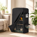 Klmnop Bird Cage Cover for Night, Black Waterproof Birdcage Cover with 4 Windows for Parakeet Cockatiel Conure (17.7x13.