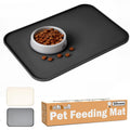 Greatbond 100% Waterproof Silicone Pet Feeding Mat,Warped Resistant Raised Edge BPA-Free Dog Cat Food Mats, Non-Slip Pet Placemat with High Lip to Prevent Spills, Dishwasher Safe, 21.5"x14" Black