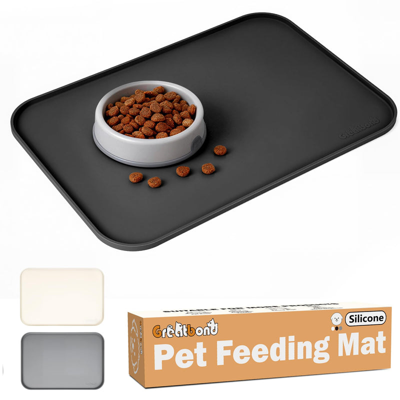 Greatbond 100% Waterproof Silicone Pet Feeding Mat,Warped Resistant Raised Edge BPA-Free Dog Cat Food Mats, Non-Slip Pet Placemat with High Lip to Prevent Spills, Dishwasher Safe, 21.5