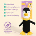 Yomp Penguin Dog Toy – Durable Stuffed, No Squeaker Dog Toys with Natural Canvas and Crinkle Paper – Interactive Stuffed