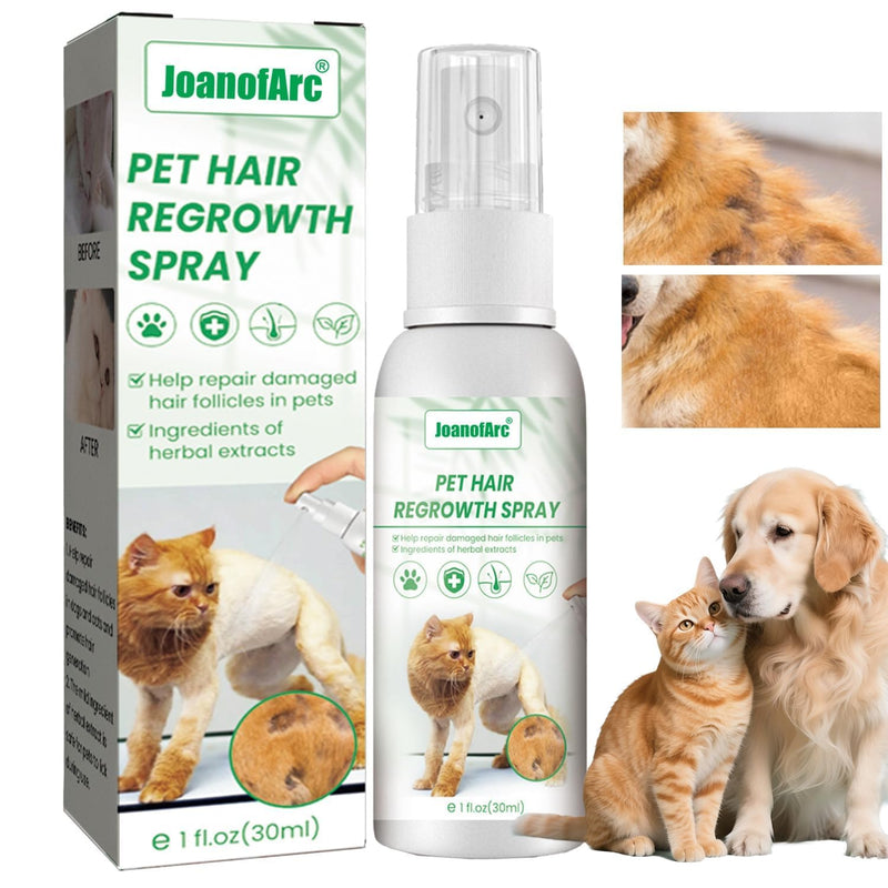 JoanofArc Pet Fur Care Sprays, Pet Hair Regrowth Sprays, Cat Detangler Spray, Repair Damaged Fur on Pets for Cats Dog Skin and Coat, Reduces Shedding - 1.01 fl. oz