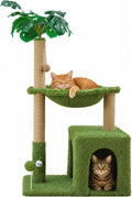 Woochpet 38'' Cat Tree Condo with Hammock Cat Tower with Scratching Posts Green Large
