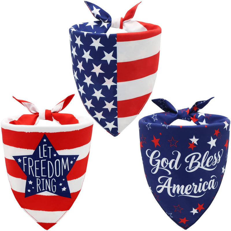 CozyHaus American Flag Dog Bandanas 3 Pack Large, 4th of July Patriotic Pet Scarf for Independence Day Memorial Day, Red White Blue Holiday Outfit for Medium to Large Dogs