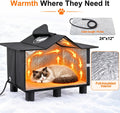 Texsens Heated Cat House for Outside - Weatherproof Large Outdoor Cat Shelter with Roof Window & Cozy Cushion - Ideal fo