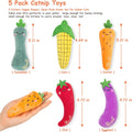ETEKYER Catnip Cat Toys, 5 Pack, Plush Catnip Toys for Indoor Cats Kitty, Interactive Cat Nip Kitten Kicker Chew Safe Teeth Cleaning Toys, Fun Carrot Vegetable Shape