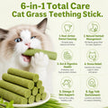 Cat Grass Treats, 7.05 Oz Natural Freeze Dried Cat Grass Teething Stick.