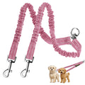 MingXpet 2 Dog Leash, Dog Leash for 2 Dogs, 360° Swivel No Tangle Double Walking Training Leashes for Small Dogs, Comfortable Shock Absorbing Reflective Bungee, Pink