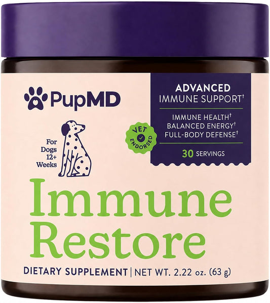 Immune Restore Vet-Formulated Dog Immune Support Powder - Daily Mushroom & Colostrum Topper & Prebiotic Fiber - Supports