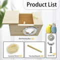 kathson Parakeet Nesting Box Transparent Bird House Bird Nest Box for Cage Parrot Nesting Boxes Wooden Breeding Box for 